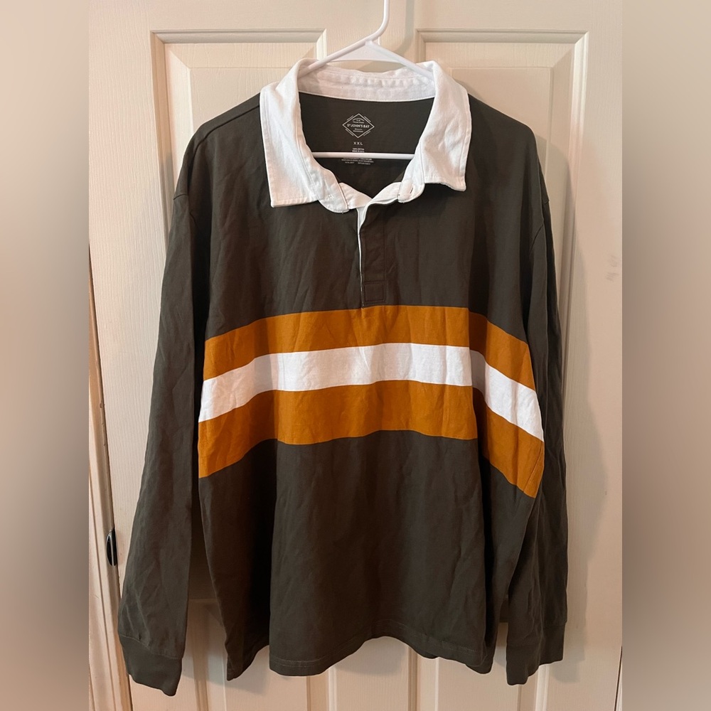 St. John's Bay Dark Green and White Rugby Shirt